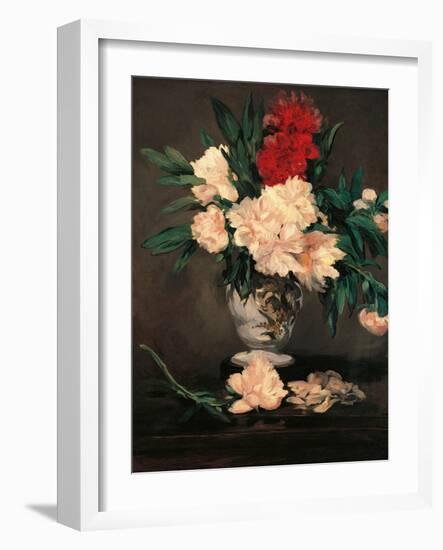 Vase with Peonies on a Pedestal-Edouard Manet-Framed Art Print