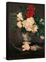 Vase with Peonies on a Pedestal-Edouard Manet-Framed Stretched Canvas