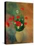 Vase with Red Poppies-Odilon Redon-Stretched Canvas