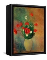 Vase with Red Poppies-Odilon Redon-Framed Stretched Canvas