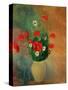 Vase with Red Poppies-Odilon Redon-Stretched Canvas