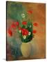 Vase with red poppies.-Odilon Redon-Stretched Canvas