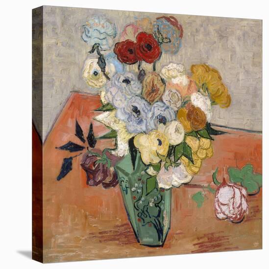 Vase with Roses and Anemones, 1890-Vincent van Gogh-Stretched Canvas