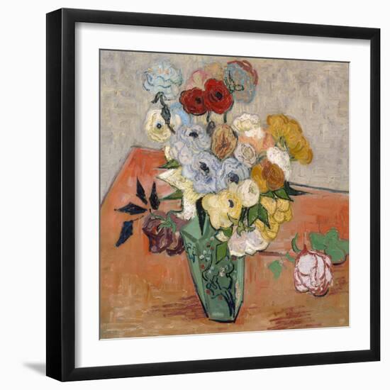 Vase with Roses and Anemones, 1890-Vincent van Gogh-Framed Giclee Print