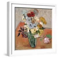 Vase with Roses and Anemones, 1890-Vincent van Gogh-Framed Giclee Print