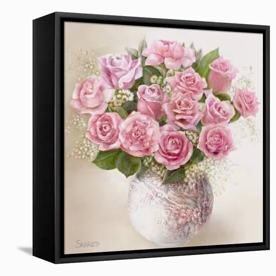 Vase with Roses-Skarlett-Framed Stretched Canvas