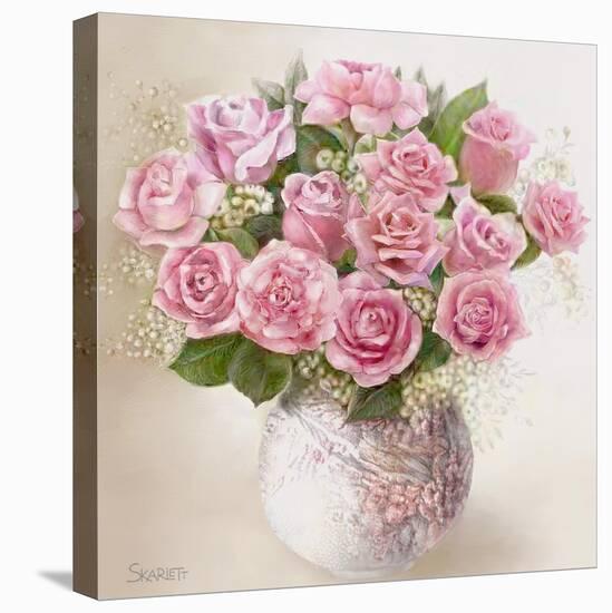 Vase with Roses-Skarlett-Stretched Canvas