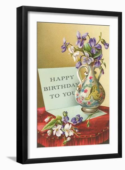 Vase with Violets-null-Framed Art Print