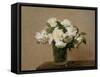 Vase with white Roses. 1885-Henri De Fantin-latour-Framed Stretched Canvas
