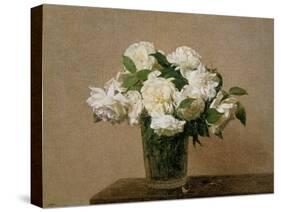 Vase with white Roses. 1885-Henri De Fantin-latour-Stretched Canvas