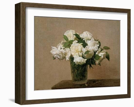 Vase with white Roses. 1885-Henri De Fantin-latour-Framed Giclee Print