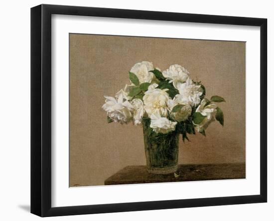 Vase with white Roses. 1885-Henri De Fantin-latour-Framed Giclee Print