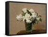 Vase with white Roses. 1885-Henri De Fantin-latour-Framed Stretched Canvas
