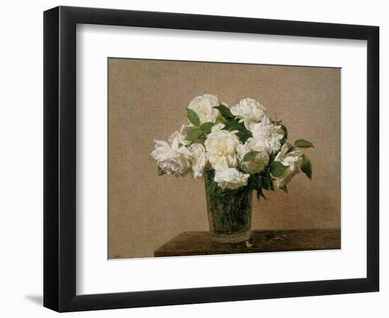 Vase with white Roses. 1885-Henri De Fantin-latour-Framed Giclee Print