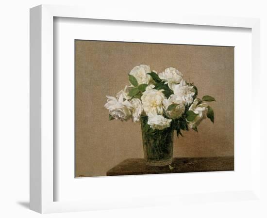 Vase with white Roses. 1885-Henri De Fantin-latour-Framed Giclee Print