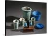 Vases and Ointment Jars, Green and Blue Glazed Clay, New Kingdom-null-Stretched Canvas