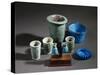 Vases and Ointment Jars, Green and Blue Glazed Clay, New Kingdom-null-Stretched Canvas