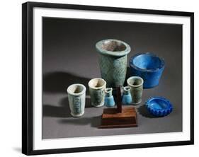 Vases and Ointment Jars, Green and Blue Glazed Clay, New Kingdom-null-Framed Giclee Print