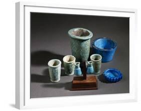 Vases and Ointment Jars, Green and Blue Glazed Clay, New Kingdom-null-Framed Giclee Print