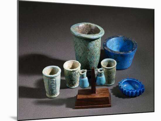 Vases and Ointment Jars, Green and Blue Glazed Clay, New Kingdom-null-Mounted Giclee Print