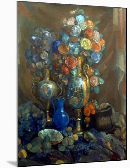 Vases, Flowers, Fruits, 1912-Nikolai Sapunov-Mounted Art Print