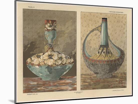 Vases, from 'Fantaisies Decoratives', engraved by Gillot, Librairie de l'Art, Paris, 1887-Jules Auguste Habert-dys-Mounted Giclee Print