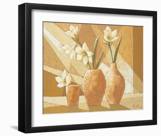 Vases with White Amaryllis-Karsten Kirchner-Framed Art Print