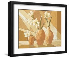 Vases with White Amaryllis-Karsten Kirchner-Framed Art Print