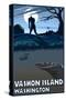 Vashon Island, Washington - Bigfoot Scene-Lantern Press-Stretched Canvas