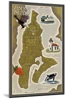 Vashon Island, Washington - Map-Lantern Press-Mounted Art Print