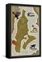 Vashon Island, Washington - Map-Lantern Press-Framed Stretched Canvas