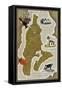 Vashon Island, Washington - Map-Lantern Press-Framed Stretched Canvas