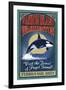 Vashon Island, Washington - Orca Whale Vintage Sign-Lantern Press-Framed Art Print