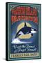 Vashon Island, Washington - Orca Whale Vintage Sign-Lantern Press-Framed Stretched Canvas
