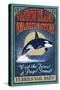 Vashon Island, Washington - Orca Whale Vintage Sign-Lantern Press-Stretched Canvas