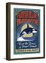 Vashon Island, Washington - Orca Whale Vintage Sign-Lantern Press-Framed Art Print