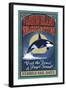 Vashon Island, Washington - Orca Whale Vintage Sign-Lantern Press-Framed Art Print