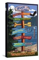 Vashon Island, Washington - Signpost-Lantern Press-Stretched Canvas