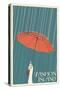 Vashon Island, Washington - Umbrella - Letterpress-Lantern Press-Stretched Canvas