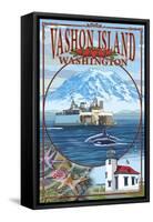 Vashon Island, Washington Views-Lantern Press-Framed Stretched Canvas
