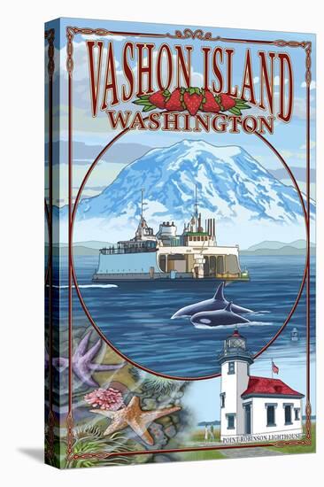 Vashon Island, Washington Views-Lantern Press-Stretched Canvas