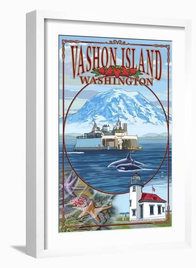 Vashon Island, Washington Views-Lantern Press-Framed Art Print