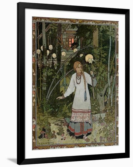 Vassilissa in the Forest, Illustration from the Russian Folk Tale, "The Very Beautiful Vassilissa"-Ivan Bilibin-Framed Premium Giclee Print