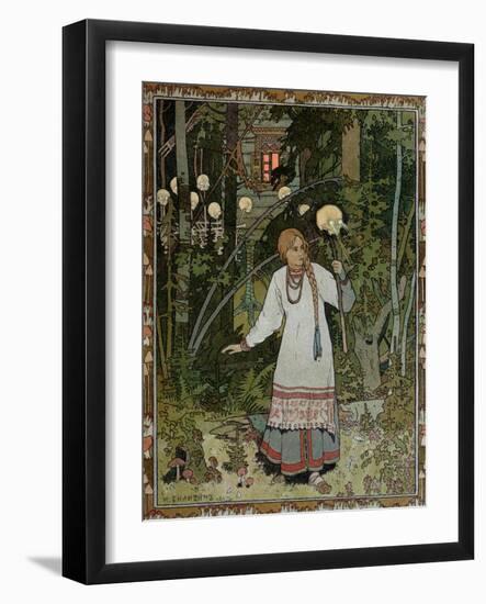 Vassilissa in the Forest, Illustration from the Russian Folk Tale, "The Very Beautiful Vassilissa"-Ivan Bilibin-Framed Giclee Print