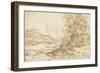 Vaste paysage de collines, traversé d'une rivière, dominée par un château-Giovanni Francesco Grimaldi-Framed Giclee Print