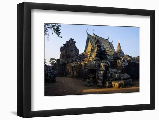 Vat Nokor, Angkorian Sanctuary Dated 11th Century and Modern Temple, Kompong Cham (Kampong Cham)-Nathalie Cuvelier-Framed Photographic Print