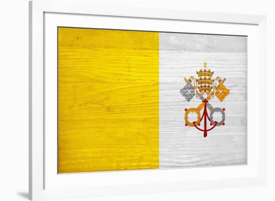 Vatican City Flag Design with Wood Patterning - Flags of the World Series-Philippe Hugonnard-Framed Art Print