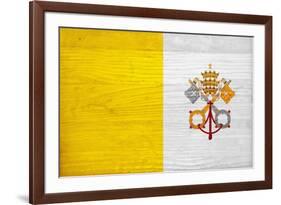 Vatican City Flag Design with Wood Patterning - Flags of the World Series-Philippe Hugonnard-Framed Art Print