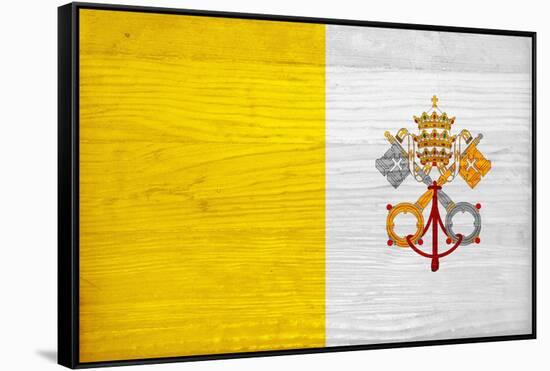 Vatican City Flag Design with Wood Patterning - Flags of the World Series-Philippe Hugonnard-Framed Stretched Canvas