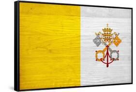 Vatican City Flag Design with Wood Patterning - Flags of the World Series-Philippe Hugonnard-Framed Stretched Canvas